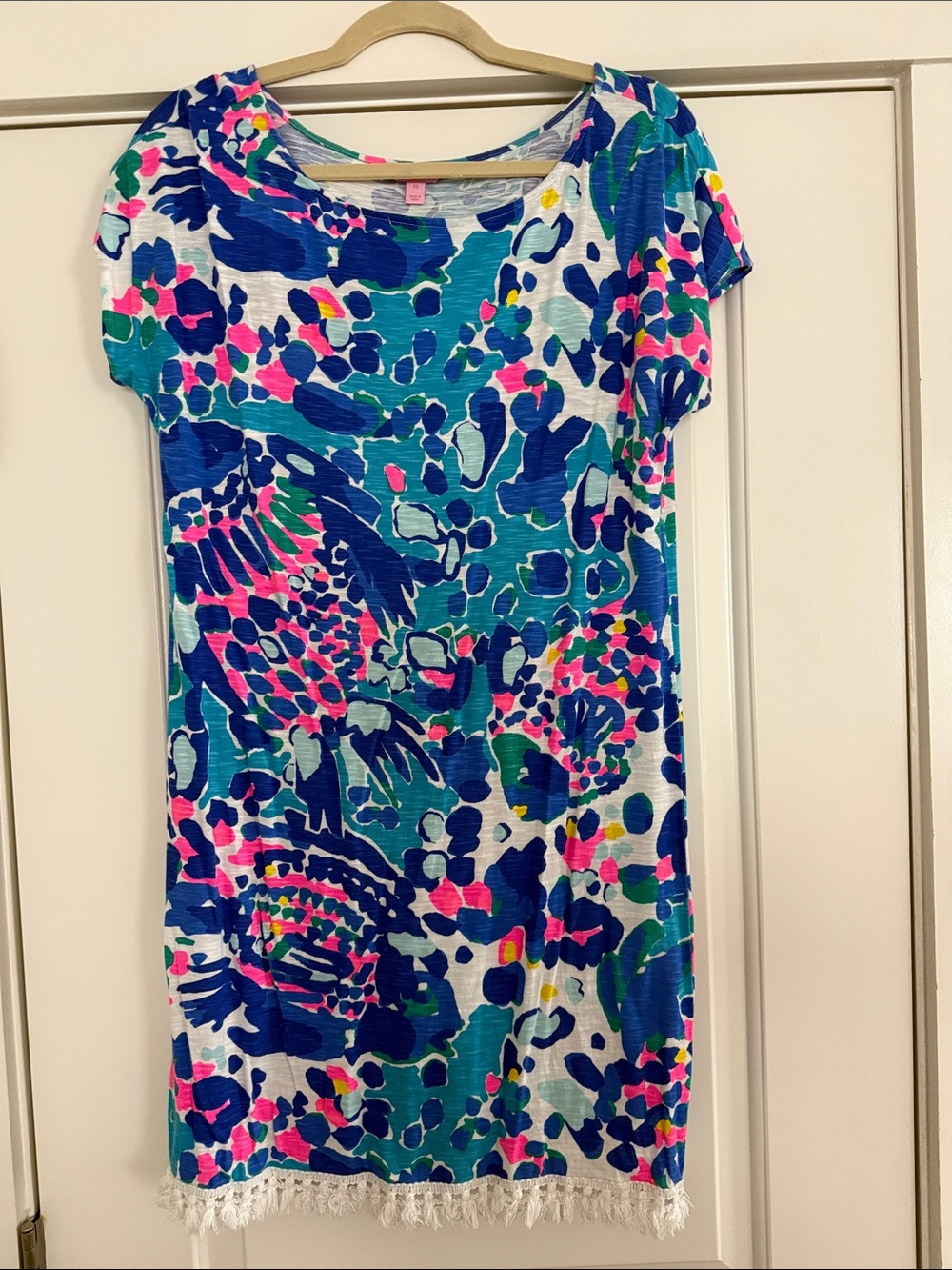 Lilly Pulitzer Short-Sleeve Mini Dress in Blue, Pink & Green